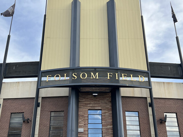 Signage outside Folsom Field in Boulder, Colorado