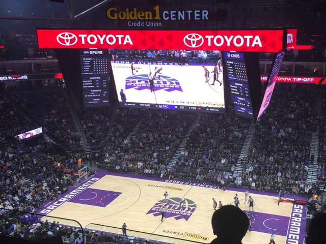 Fans watch a Sacramento Kings game at the Golden 1 Center