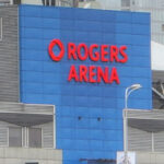 Exterior signage on the Rogers Arena in Vancouver, British Columbia