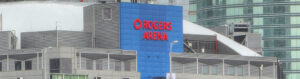 Exterior signage on the Rogers Arena in Vancouver, British Columbia