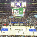 Panoramic view of the court at Kia Center during an Orlando Magic game