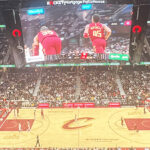 Panoramic view of the seating bowl at Rocket Mortgage FieldHouse during a Cleveland Cavaliers game
