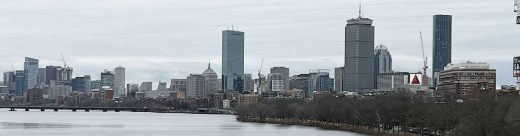 View of the Boston skyline from the Boston University Bridge
