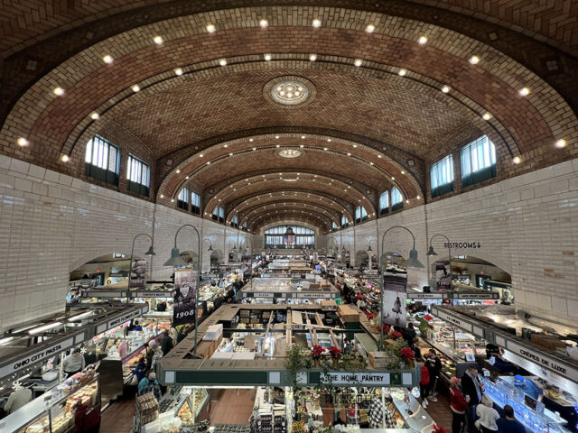An overview of the food hall at Cleveland's West Side Market