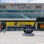 Exterior signage at the Delta Center in Salt Lake City