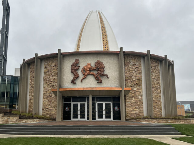 The main building of the Pro Football Hall of Fame complex in Canton, Ohio