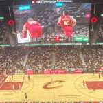 Panoramic view of the seating bowl at Rocket Mortgage FieldHouse during a Cleveland Cavaliers game