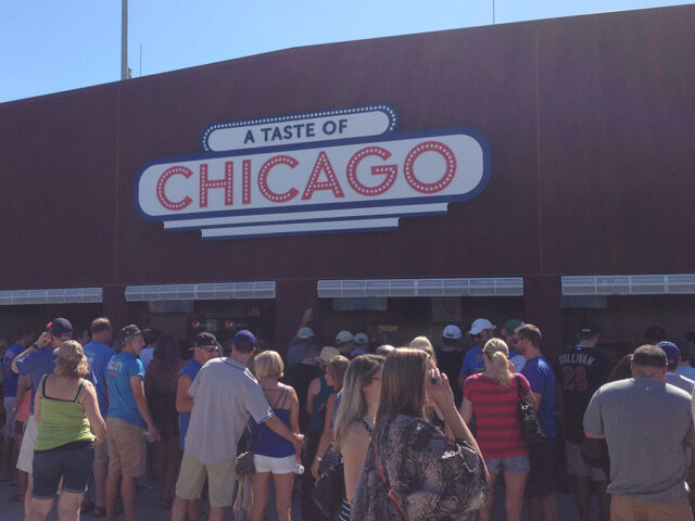 The "A Taste of Chicago" concession stand at Sloan Park in Chicago during a Cubs spring training game