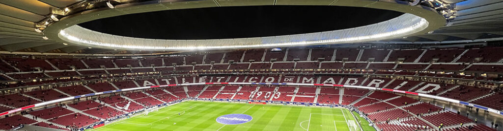 Panoramic view of the seating bowl at the Estadio Metropolitano in Madrid, Spain