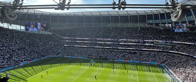 Overview of the field at Tottenham Hotspur Stadium in London