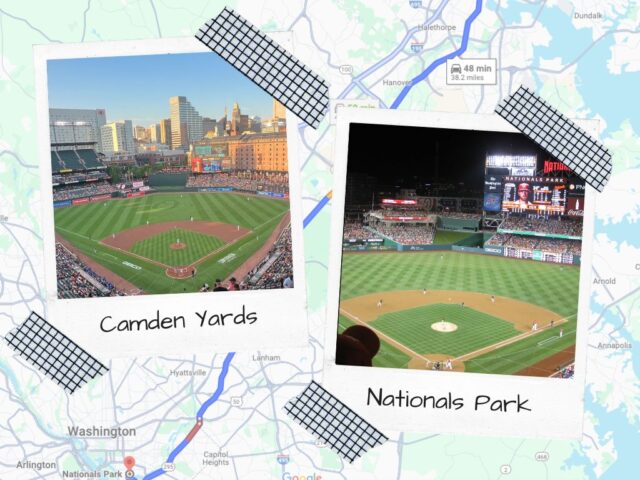 Graphic image showing Oriole Park at Camden Yards and Nationals Park
