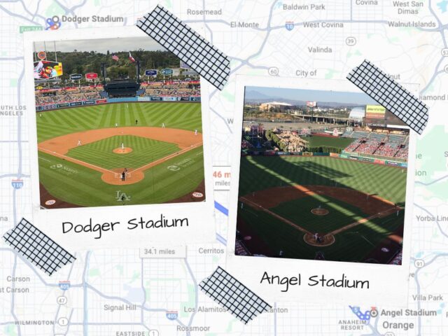 2024 MLB schedule: Graphic image depicting Dodger Stadium and Angel Stadium of Anaheim
