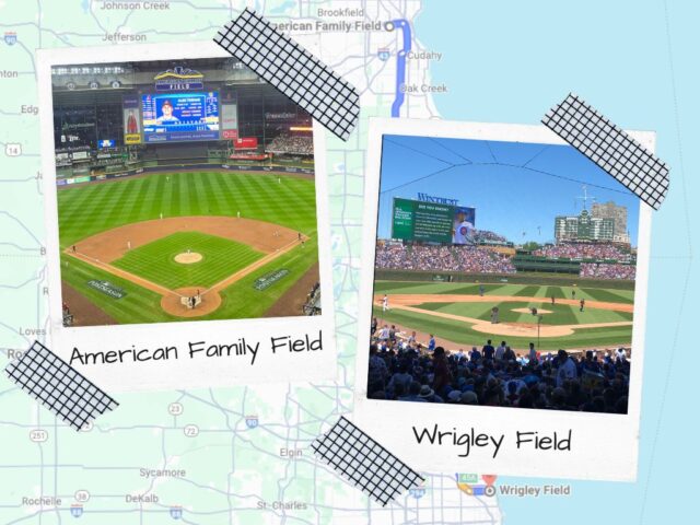 2024 MLB schedule: Graphic image depicting American Family Field and Wrigley Field