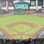 View of the diamond at Phoenix's Chase Field during an Arizona Diamondbacks game