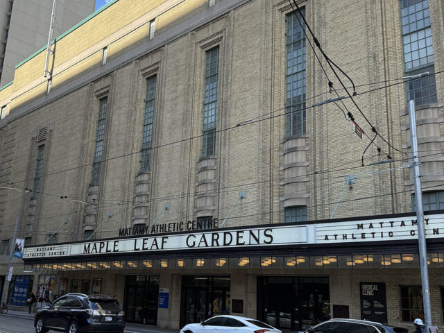 Marquee in front of the former Maple Leaf Gardens in Toronto, now Mattamy Athletic Centre