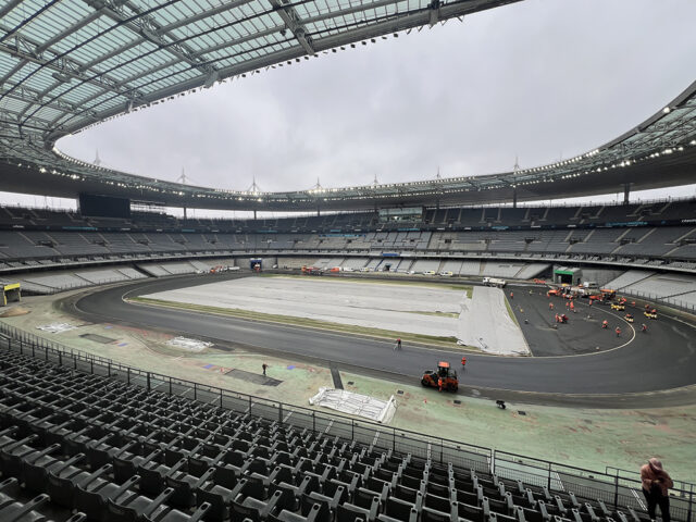 View of the inside of the Stade de France, the national stadium in France