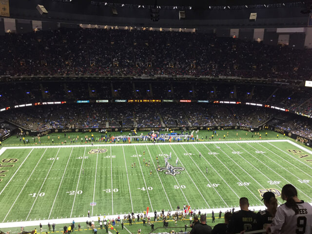 View of the field at the Caesars Superdome before a New Orleans Saints game
