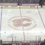 View of the rink at the Scotiabank Saddledome in Calgary, Alberta