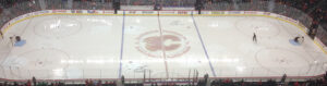 View of the rink at the Scotiabank Saddledome in Calgary, Alberta