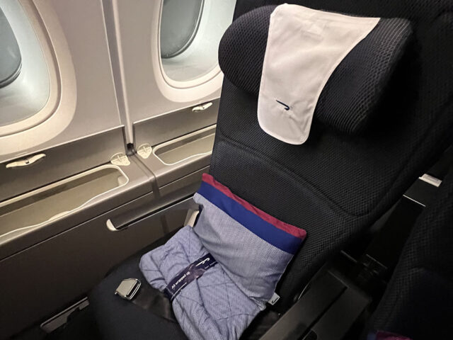 A premium economy seat on British Airways