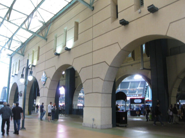 Arches greet fans entering Houston's Daikin Park