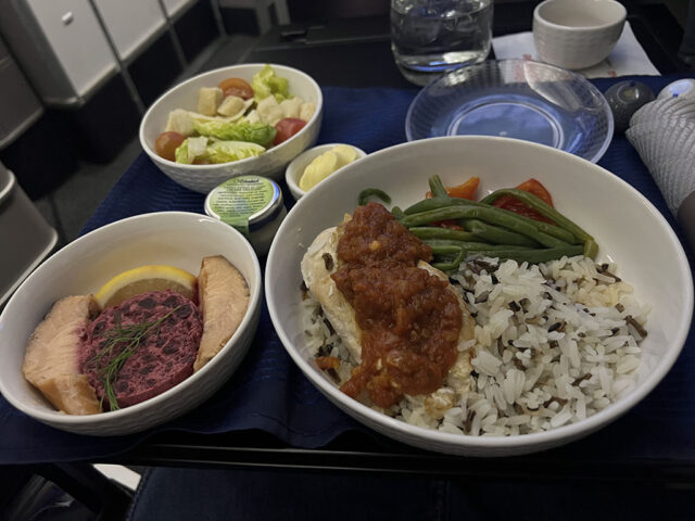 Meal served to United Polaris business class customers