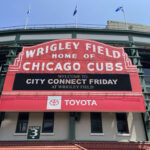 View of the marquee at Wrigley Field in Chicago