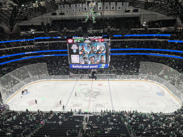 View of the ice at American Airlines Center during a Dallas Stars game
