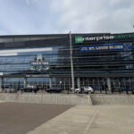View of the exterior at Enterprise Center in St. Louis, as viewed from the south