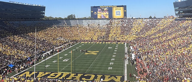 Panoramic view of the seating bowl at Michigan Stadium in Ann Arbor