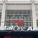 Capital One Arena signage posted on the south side of the arena, along F Street NW