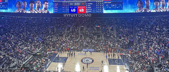 Panoramic view of the seating bowl at Intuit Dome, home of the LA Clippers