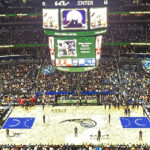 Panoramic view of the court at Kia Center during an Orlando Magic game