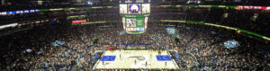 Panoramic view of the court at Kia Center during an Orlando Magic game