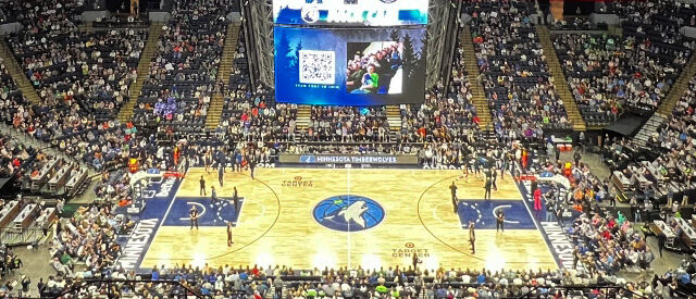 View of the court at Target Center in Minneapolis, home of the Minnesota Timberwolves