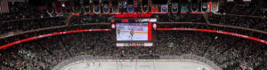 Panoramic view of the seating bowl at Xcel Energy Center in St. Paul, Minnesota