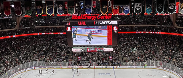 Panoramic view of the seating bowl at Xcel Energy Center in St. Paul, Minnesota