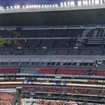 View of the stands before a soccer match at Estadio Banorte, formerly Estadio Azteca, a stadium in Mexico City