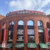 The left-field entrance gate at Busch Stadium in St. Louis