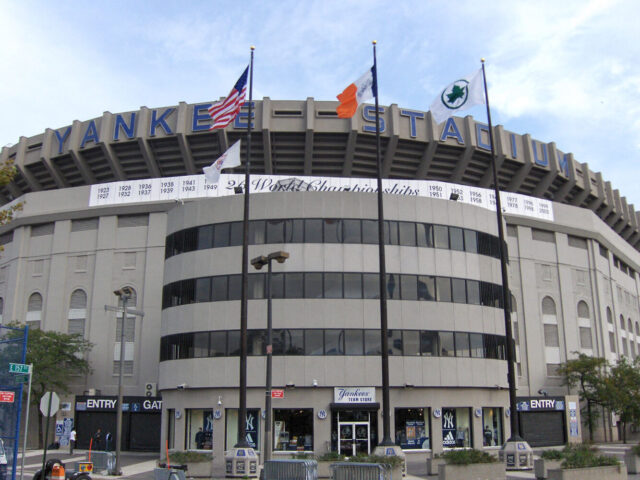 Exterior view of old Yankee Stadium, located in the Bronx, New York