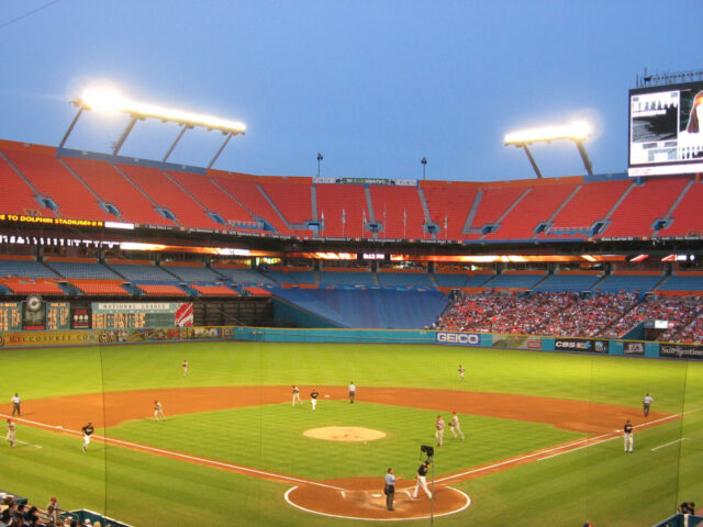 Pro Player Stadium (now Hard Rock Stadium) in Miami during a Florida Marlins game in 2008
