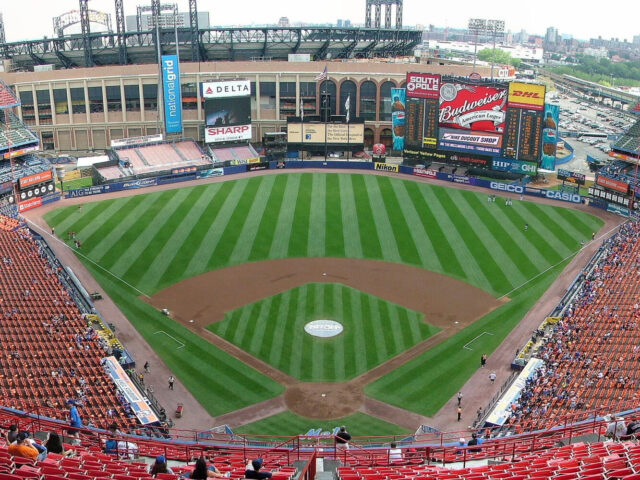 View of the diamond before a Mets game at Shea Stadium in New York City in 2008