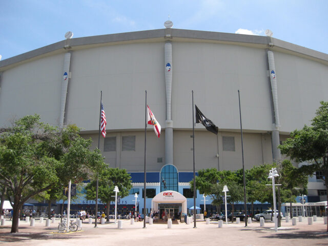 Tropicana Field Tampa Bay Rays Exterior view of Tropicana Field, a stadium in St. Petersburg, Florida