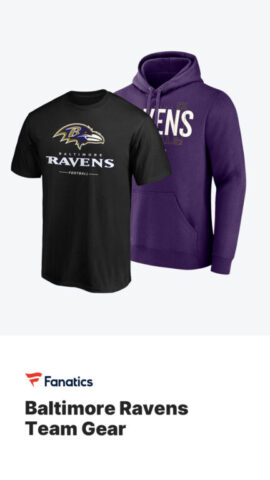 Buy Baltimore Ravens gear on Fanatics (advertisement)