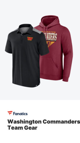 Buy Washington Commanders gear on Fanatics (advertisement)