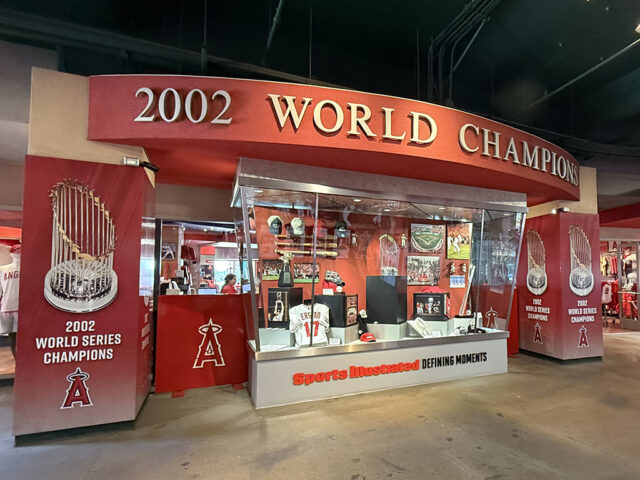 Mementos from the Angels' 2002 World Series championship on display at Angel Stadium of Anaheim
