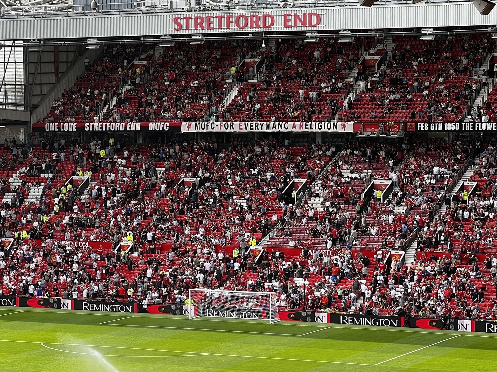 The Stretford End on the west side of Old Trafford holds Manchester United's most fervent supporters