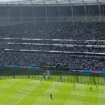 Panoramic view of the seating bowl at Tottenham Hotspur Stadium in London, England, during a Spurs football match