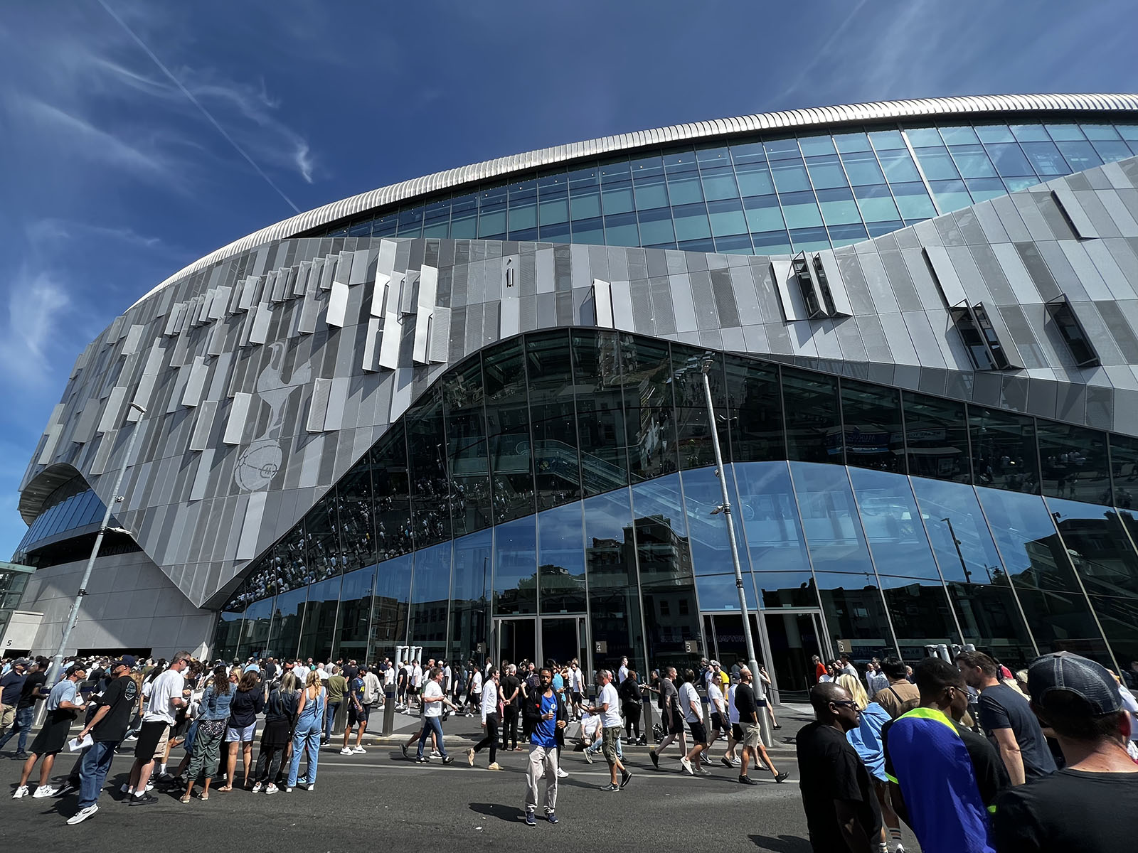 View of the exterior at Tottenham Hotspur Stadium in London, England