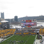 Panoramic view of the seating bowl at Acrisure Stadium in Pittsburgh, Pennsylvania, before a Steelers football game